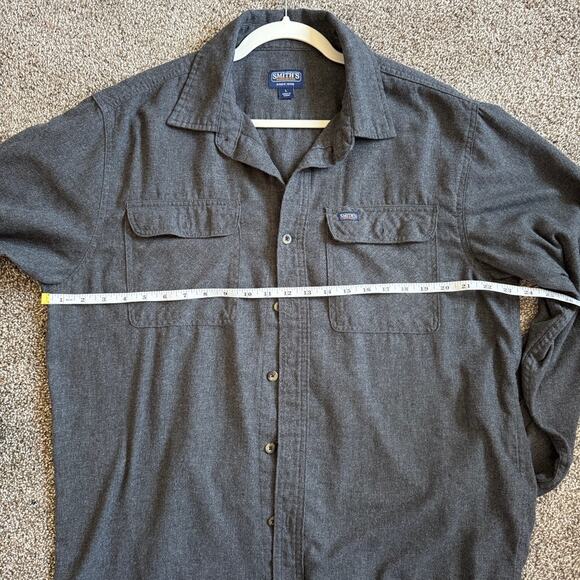 Men's Smith's Workwear Cotton Size L Dark Gray Charcoal Work Wear Button Down - Picture 5 of 7